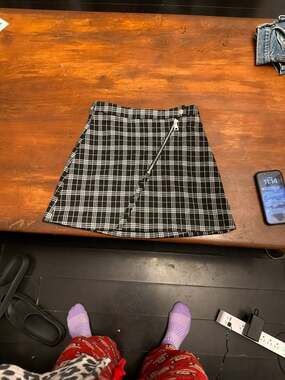 Tiger Mist Black and White Plaid Zipper Front Mini Skirt XS